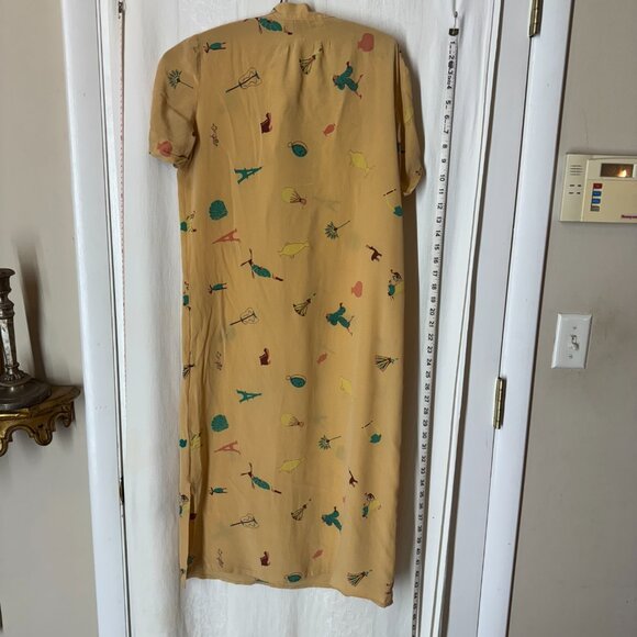 Vintage Parisian Print Silk Shirt Dress - Picture 6 of 8